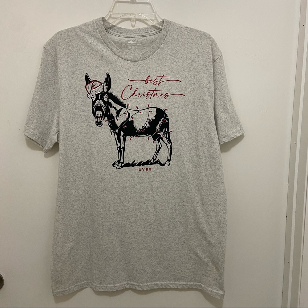 Christmas Tshirt with Donkey in Santa Hat